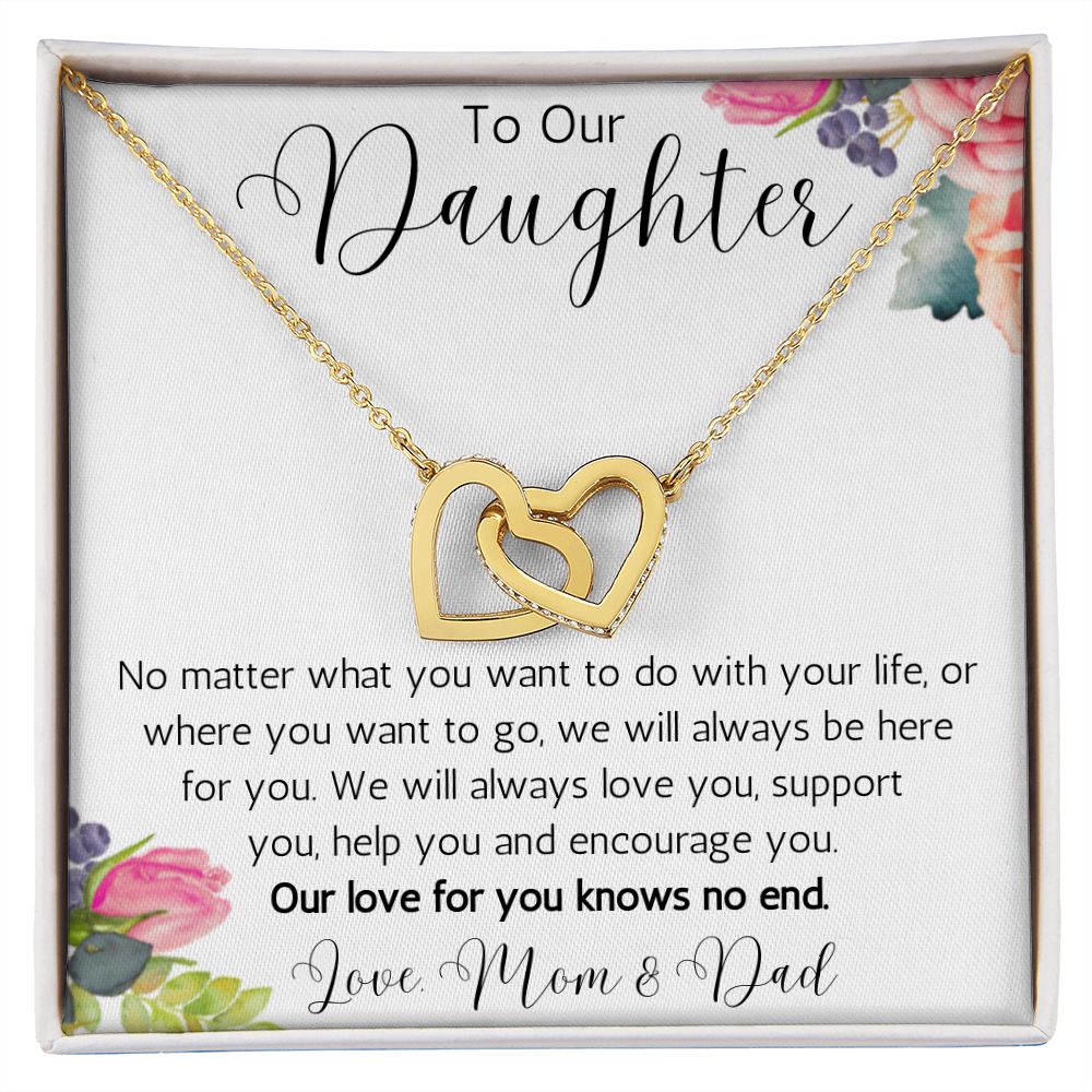 To Our Daughter Interlocking Hearts Necklace from Mom and Dad