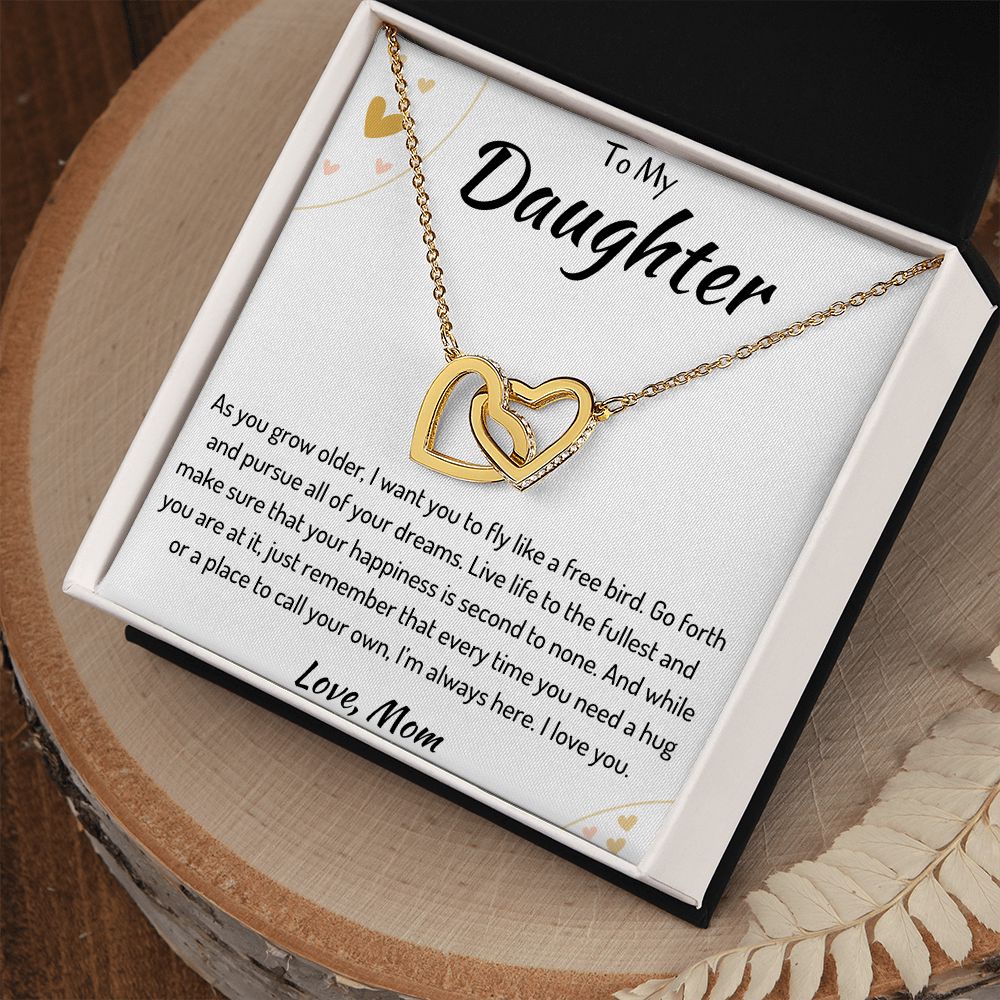 To My Daughter Interlocking Hearts Necklace From Mom