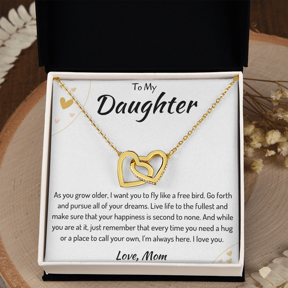 To My Daughter Interlocking Hearts Necklace From Mom