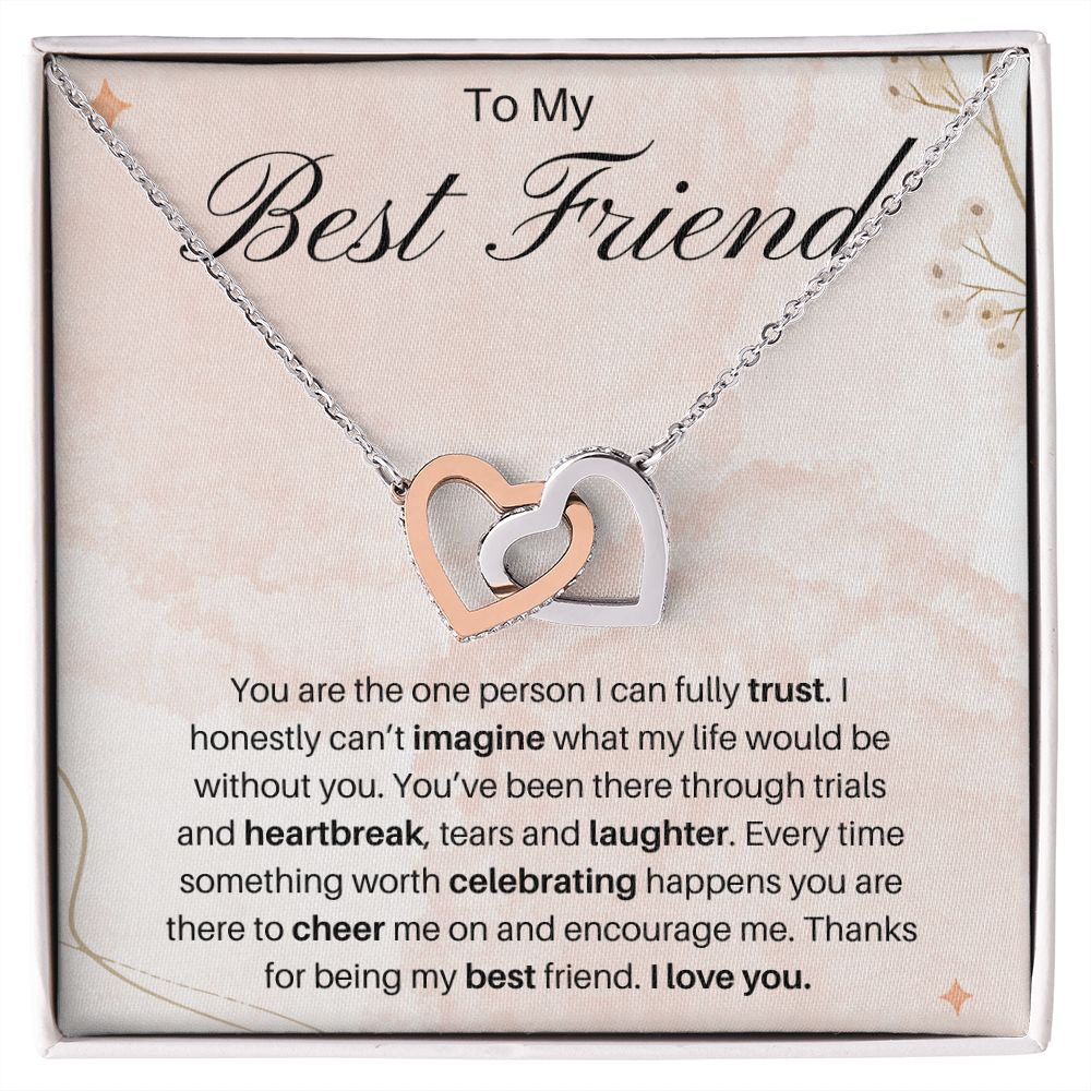 To My Best Friend Interlocking Hearts Necklace