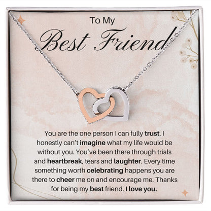 To My Best Friend Interlocking Hearts Necklace