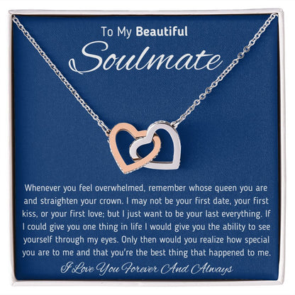 To My Beautiful Soulmate Interlocking Hearts Necklace