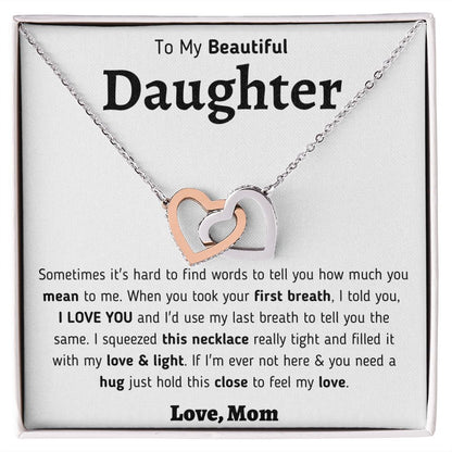 To My Beautiful Daughter Interlocking Hearts Necklace