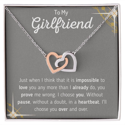 To My Girlfriend Interlocking Hearts Necklace