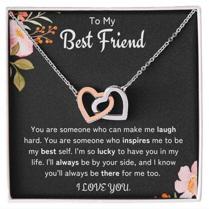 To My Best Friend Interlocking Hearts Necklace