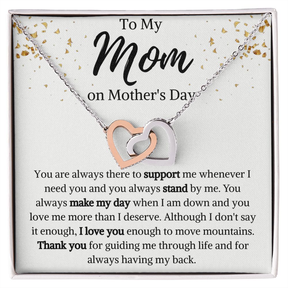 To My Mom on Mother's Day Interlocking Hearts Necklace