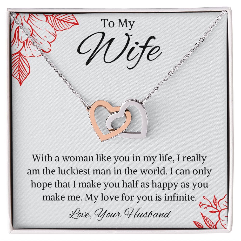 To My Wife Interlocking Hearts Necklace from Husband