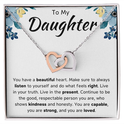 To My Daughter Interlocking Hearts Necklace Gift