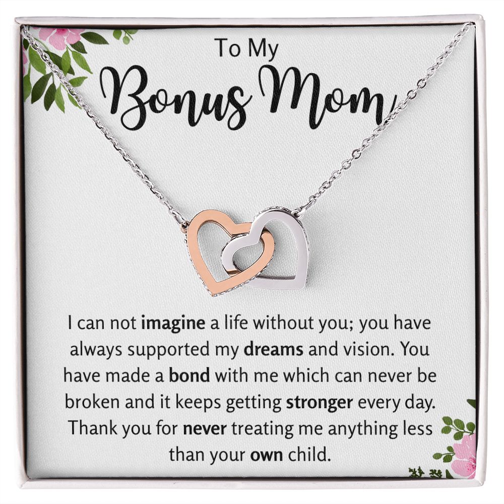 To My Bonus Mom Interlocking Hearts Necklace Gift