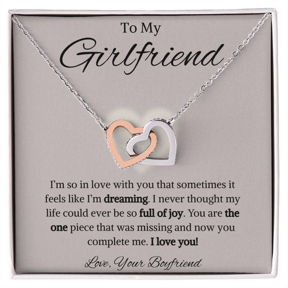 To My Girlfriend from Boyfriend Interlocking Hearts Necklace