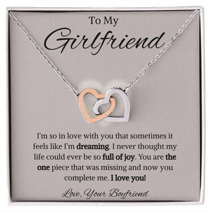 To My Girlfriend from Boyfriend Interlocking Hearts Necklace