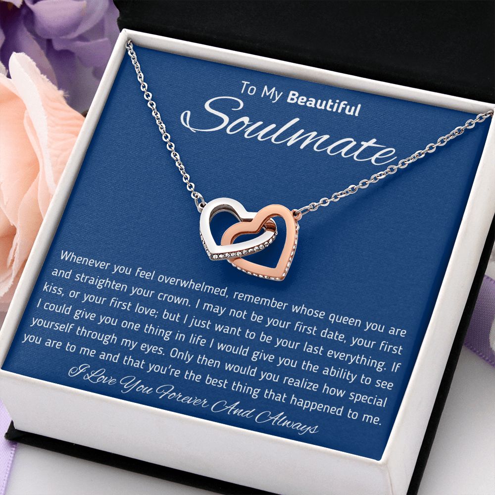 To My Beautiful Soulmate Interlocking Hearts Necklace