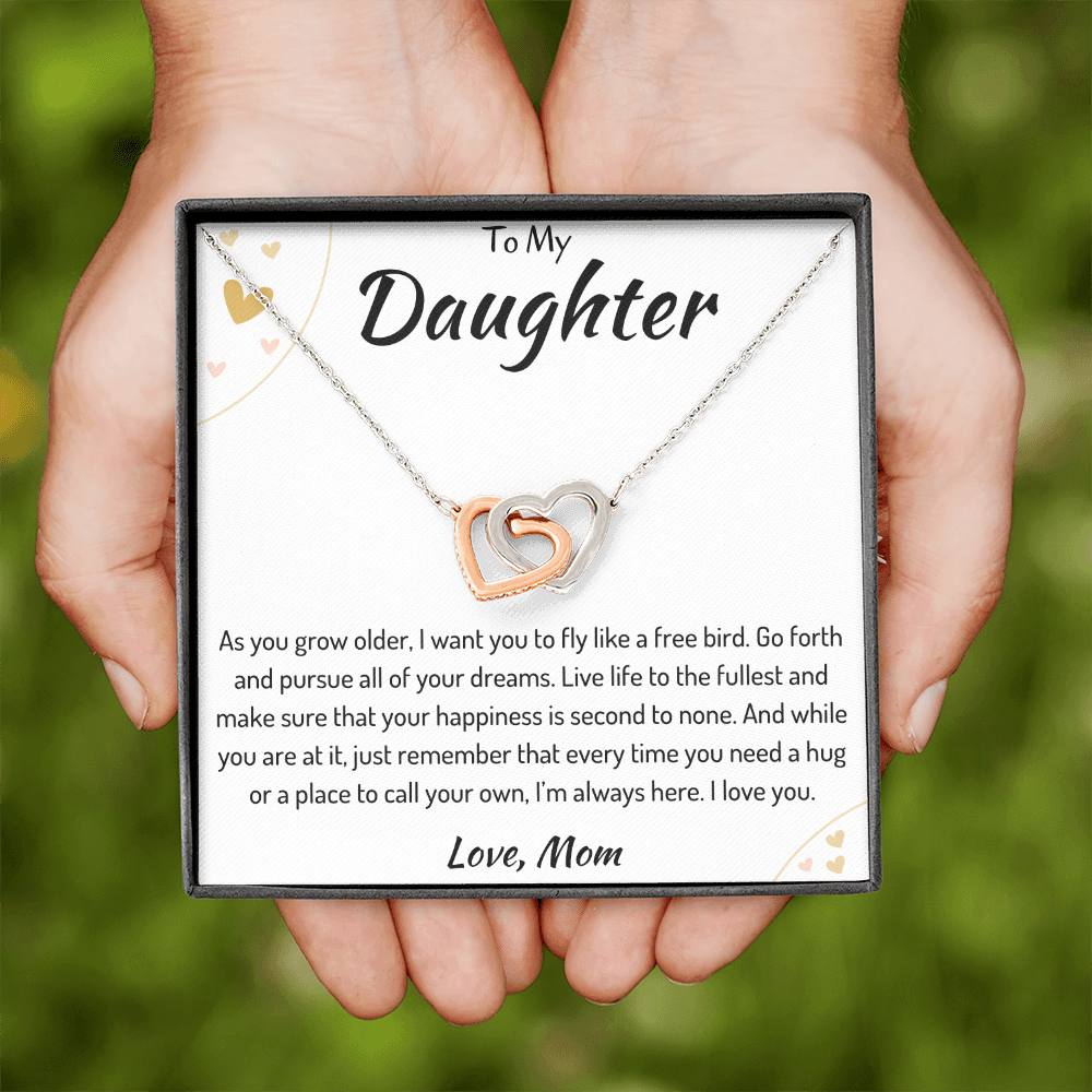 To My Daughter Interlocking Hearts Necklace From Mom