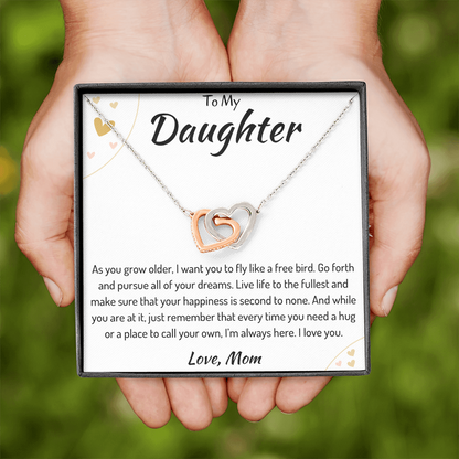 To My Daughter Interlocking Hearts Necklace From Mom