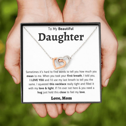 To My Beautiful Daughter Interlocking Hearts Necklace