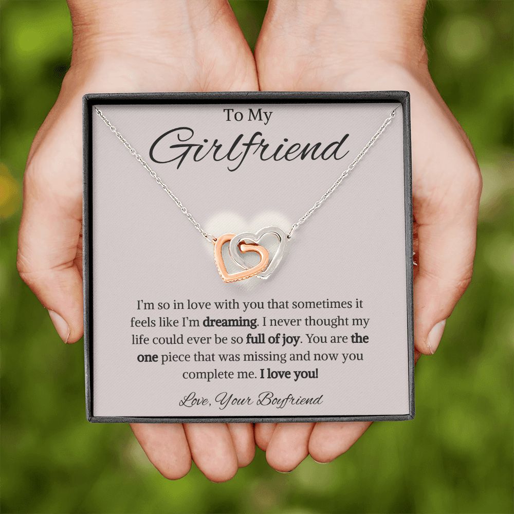 To My Girlfriend from Boyfriend Interlocking Hearts Necklace