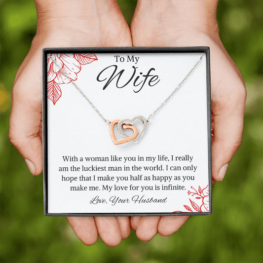 To My Wife Interlocking Hearts Necklace from Husband