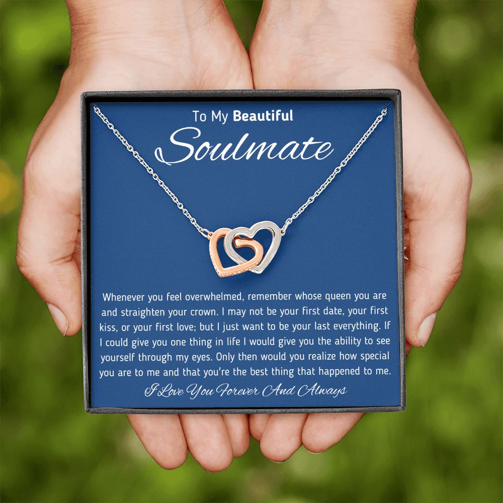 To My Beautiful Soulmate Interlocking Hearts Necklace