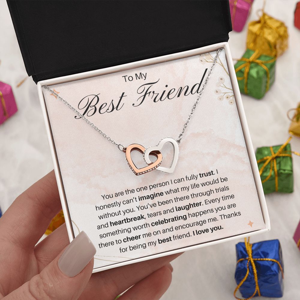 To My Best Friend Interlocking Hearts Necklace