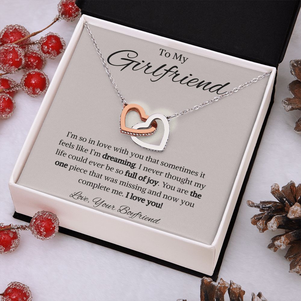 To My Girlfriend from Boyfriend Interlocking Hearts Necklace