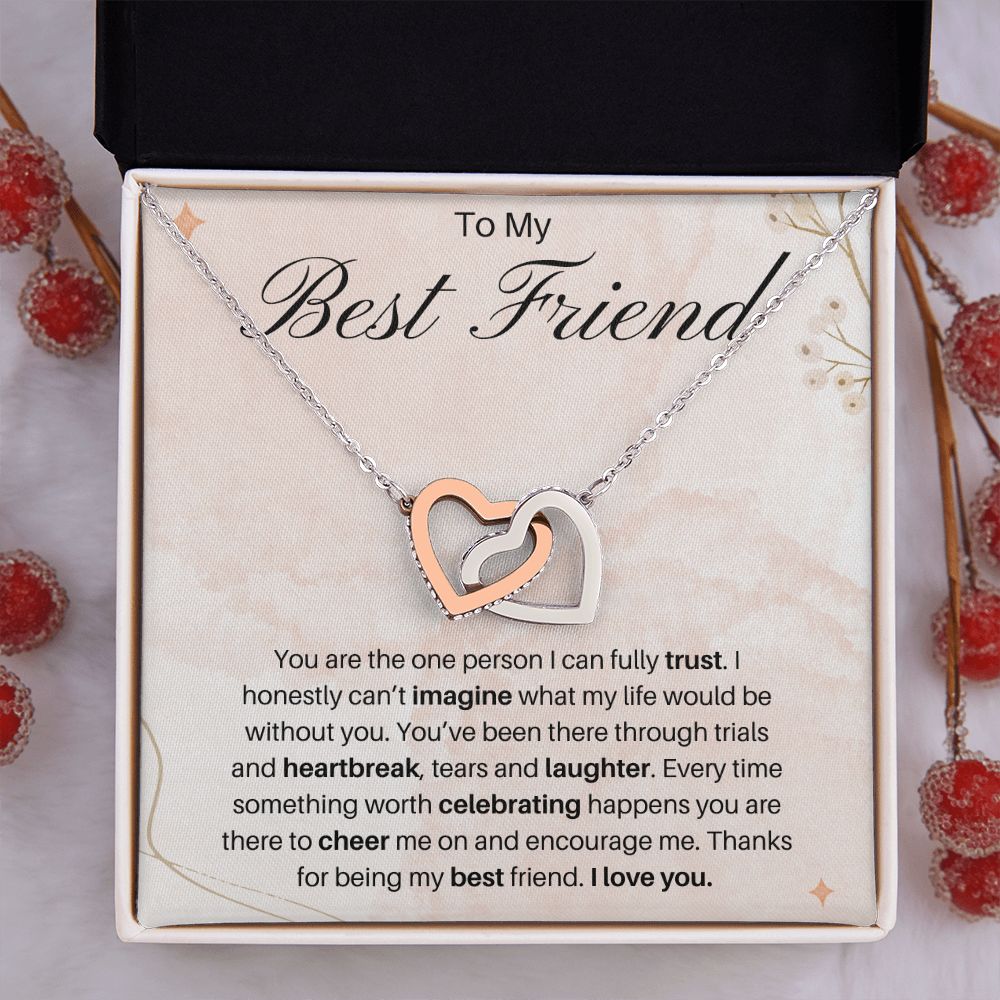 To My Best Friend Interlocking Hearts Necklace