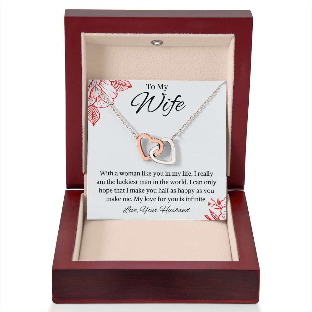 To My Wife Interlocking Hearts Necklace from Husband