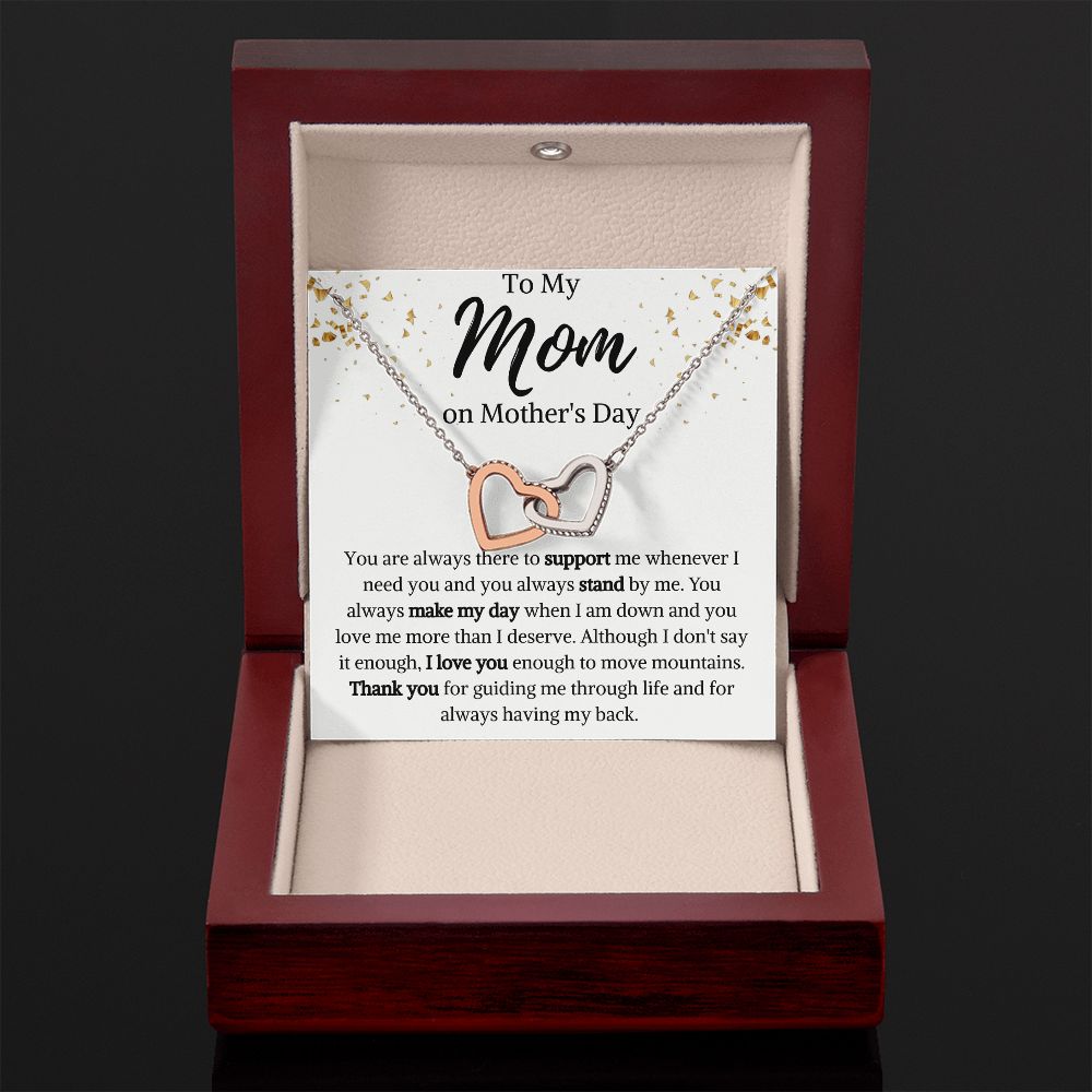 To My Mom on Mother's Day Interlocking Hearts Necklace