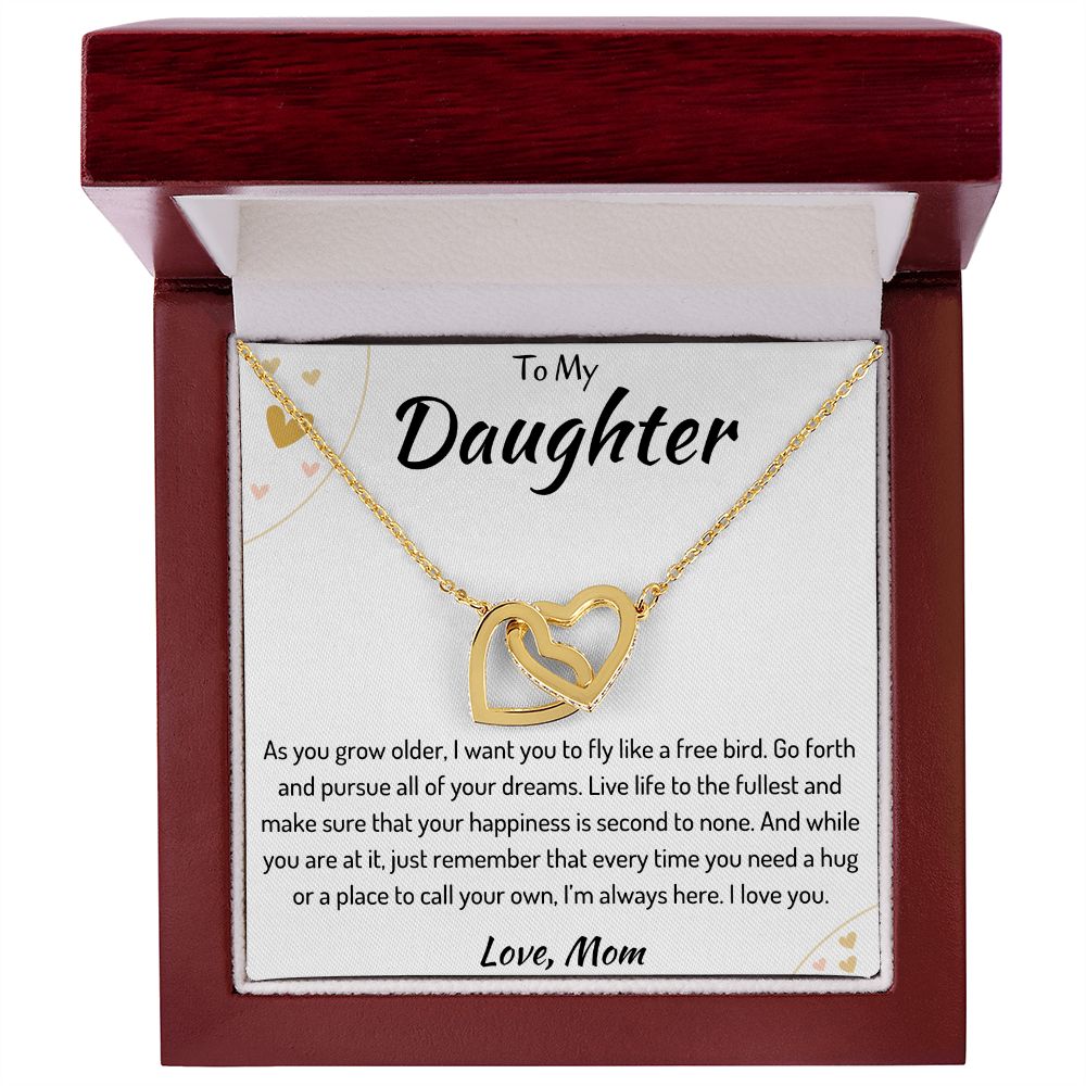 To My Daughter Interlocking Hearts Necklace From Mom