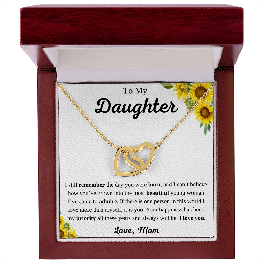 To My Daughter from Mom Interlocking Hearts Necklace