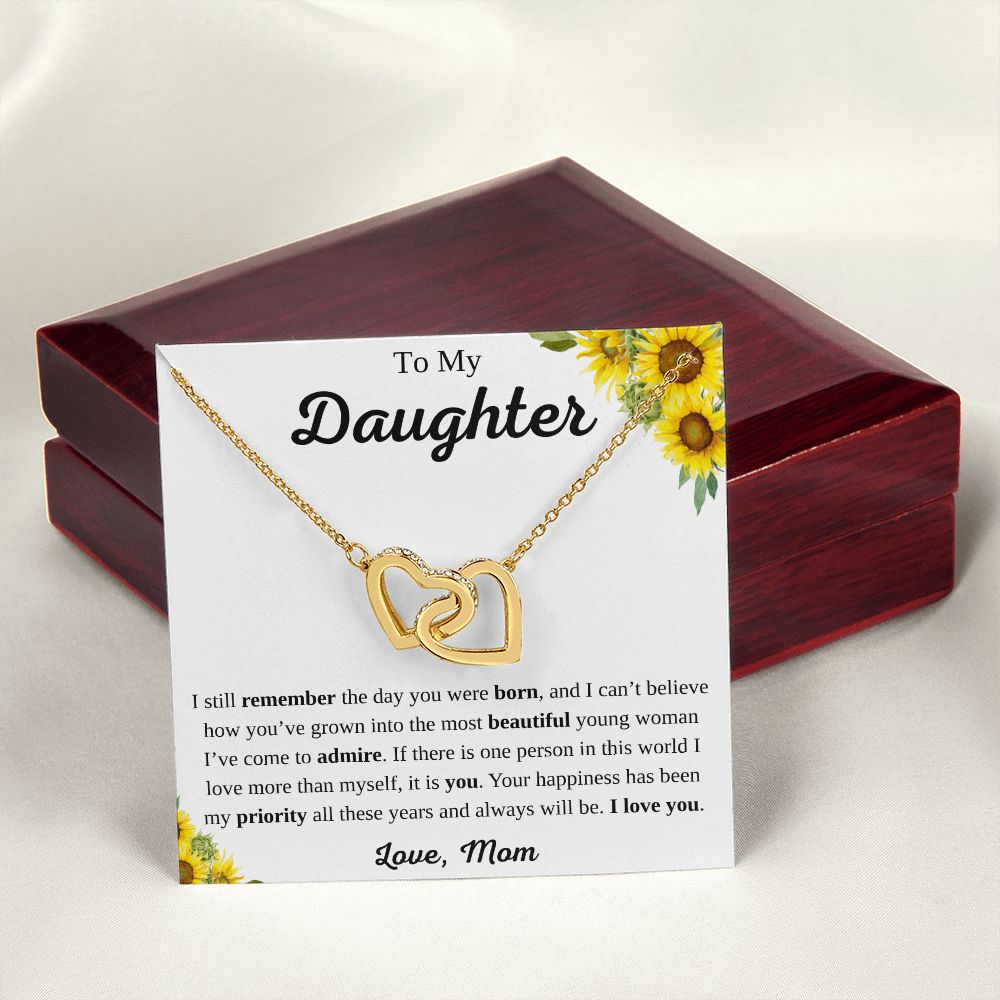 To My Daughter from Mom Interlocking Hearts Necklace