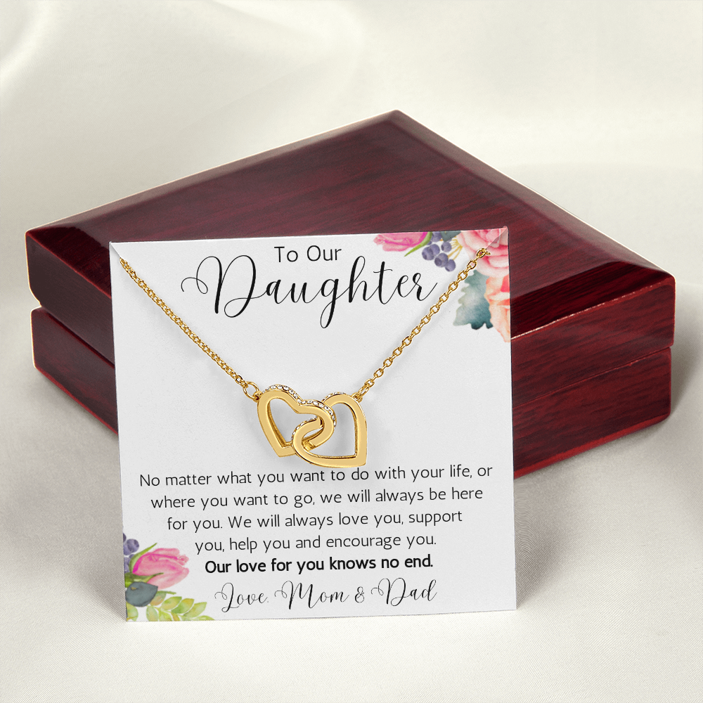 To Our Daughter Interlocking Hearts Necklace from Mom and Dad