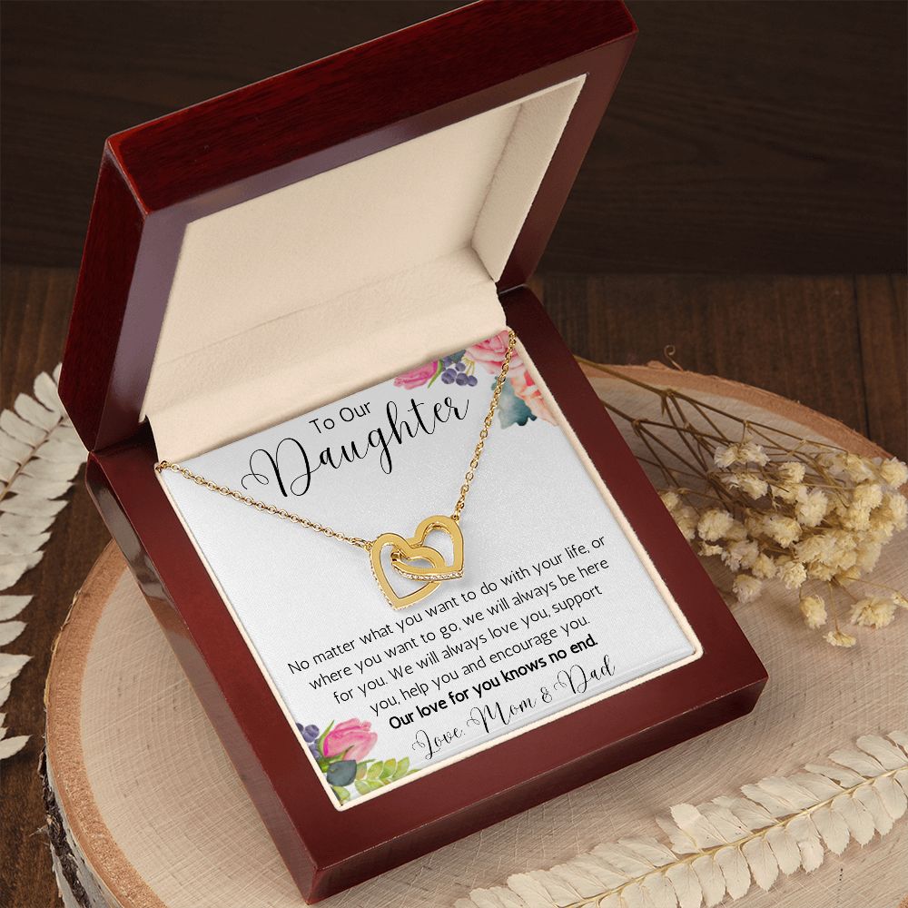 To Our Daughter Interlocking Hearts Necklace from Mom and Dad