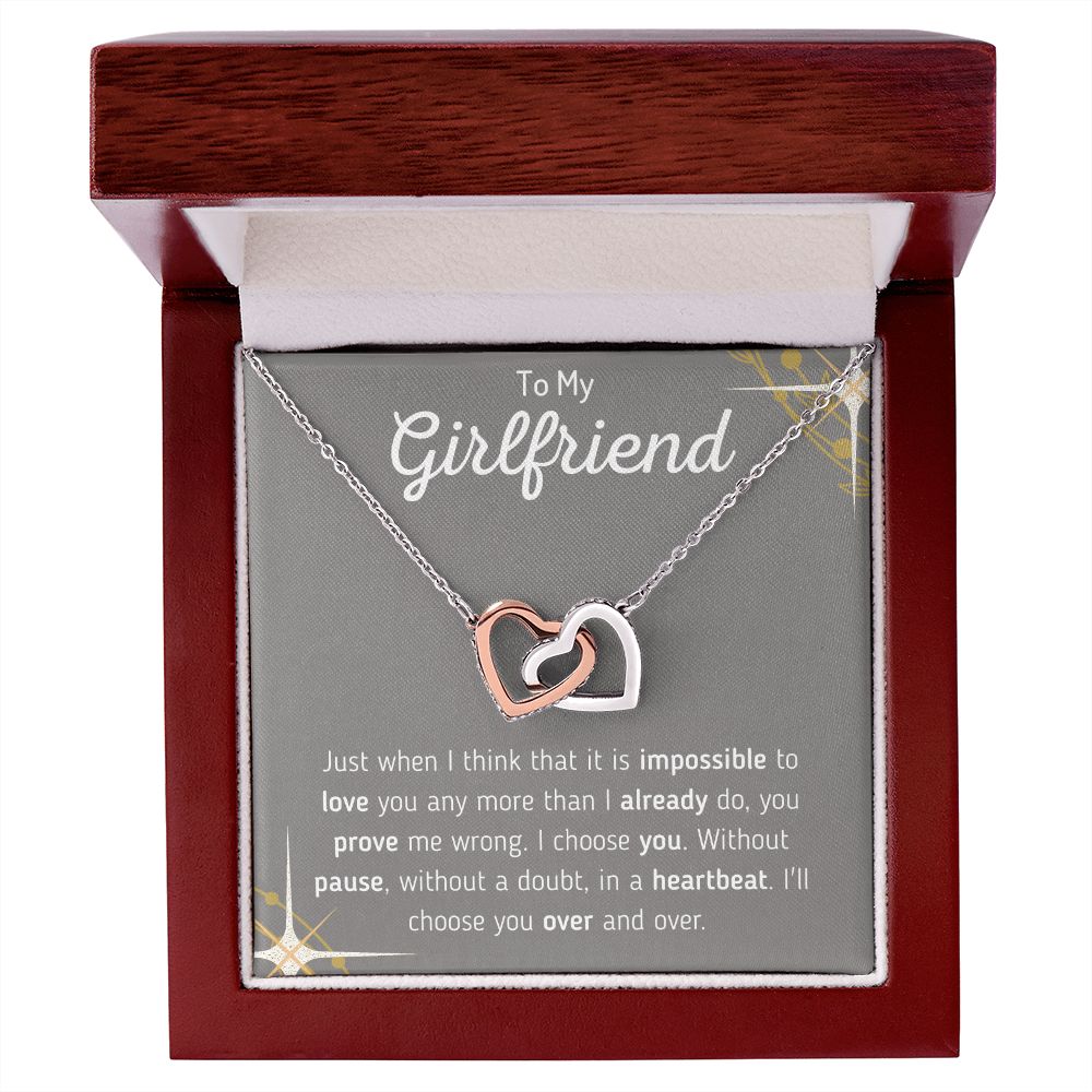 To My Girlfriend Interlocking Hearts Necklace