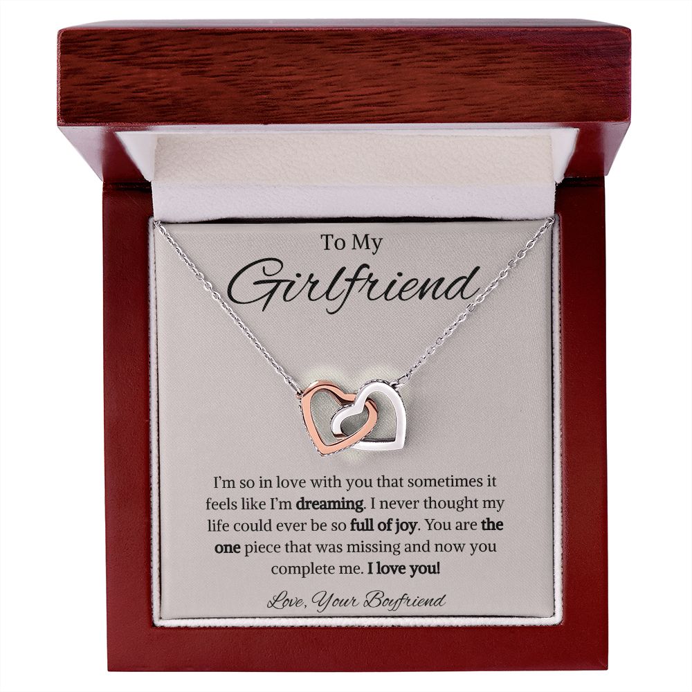 To My Girlfriend from Boyfriend Interlocking Hearts Necklace