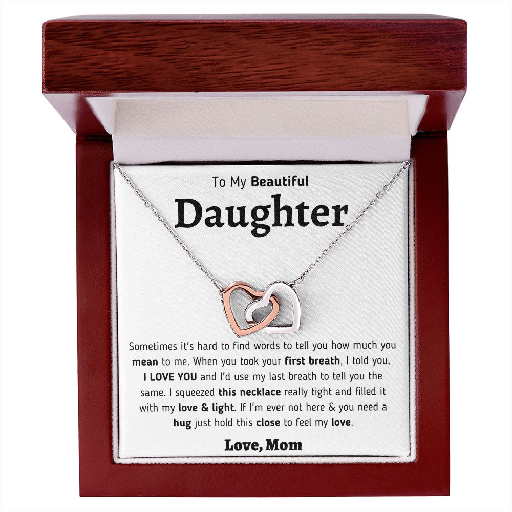 To My Beautiful Daughter Interlocking Hearts Necklace