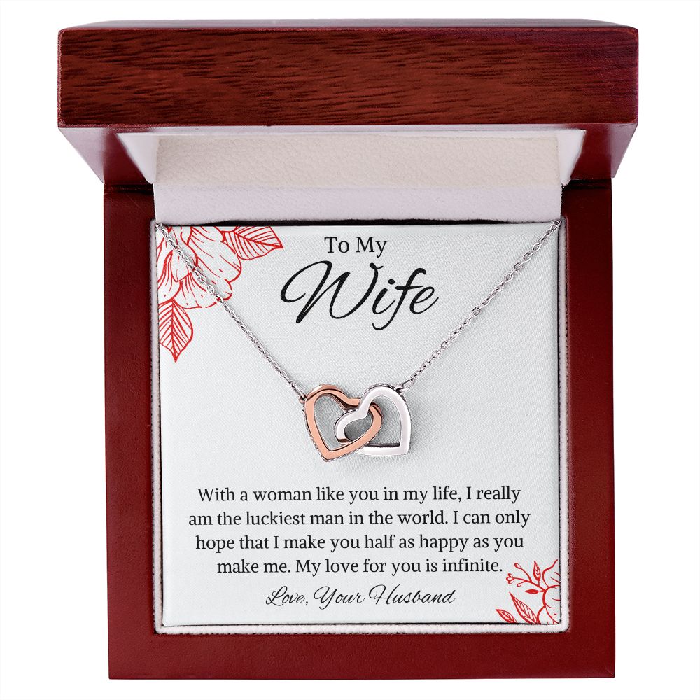 To My Wife Interlocking Hearts Necklace from Husband