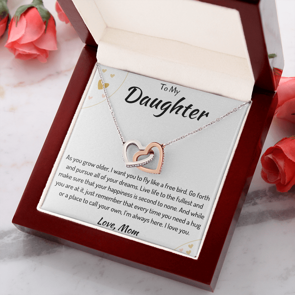 To My Daughter Interlocking Hearts Necklace From Mom