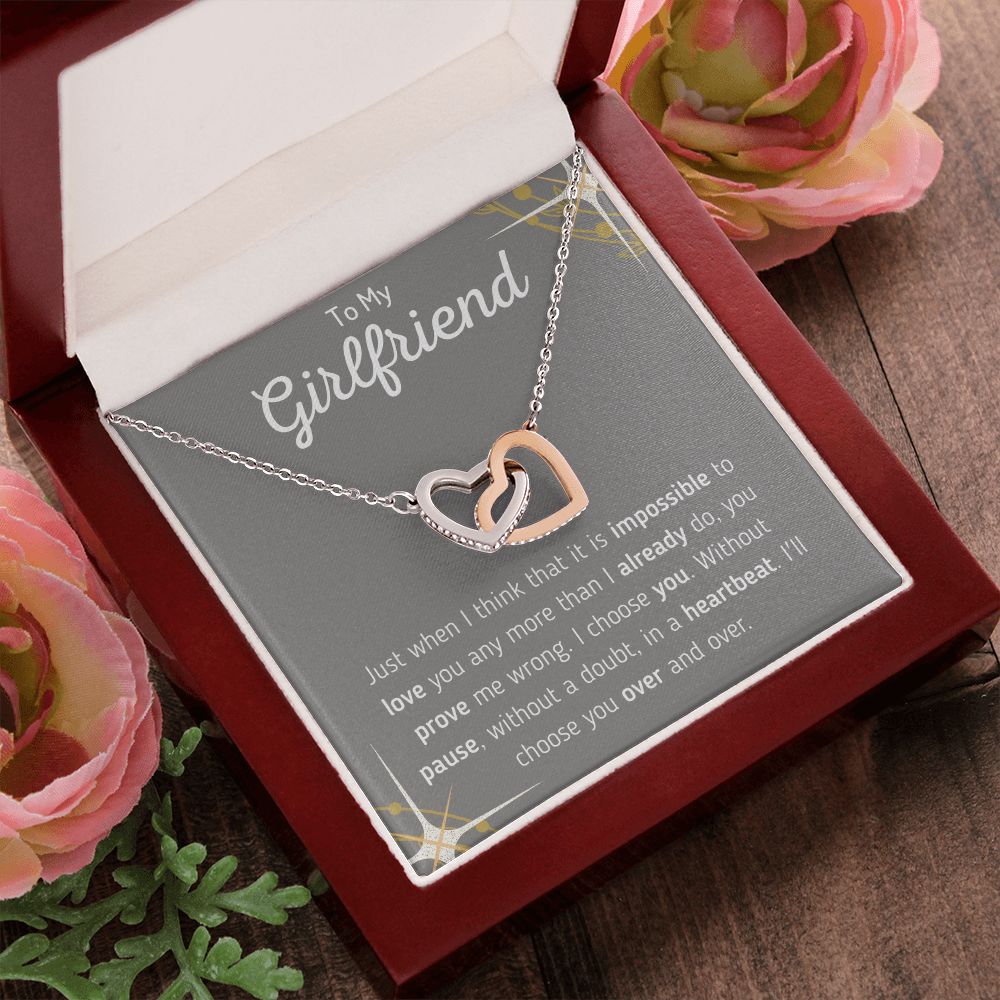 To My Girlfriend Interlocking Hearts Necklace