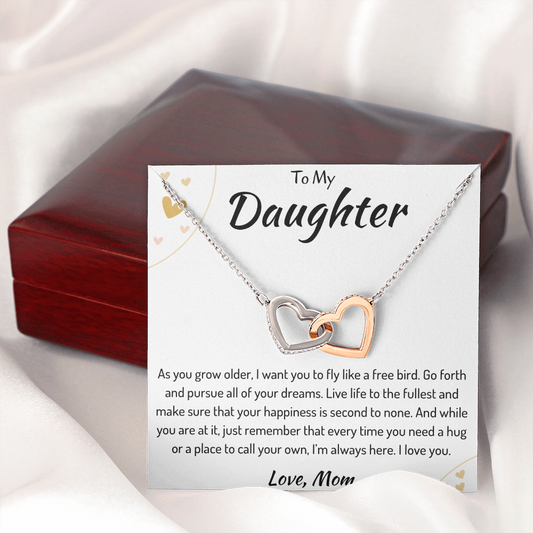 To My Daughter Interlocking Hearts Necklace From Mom