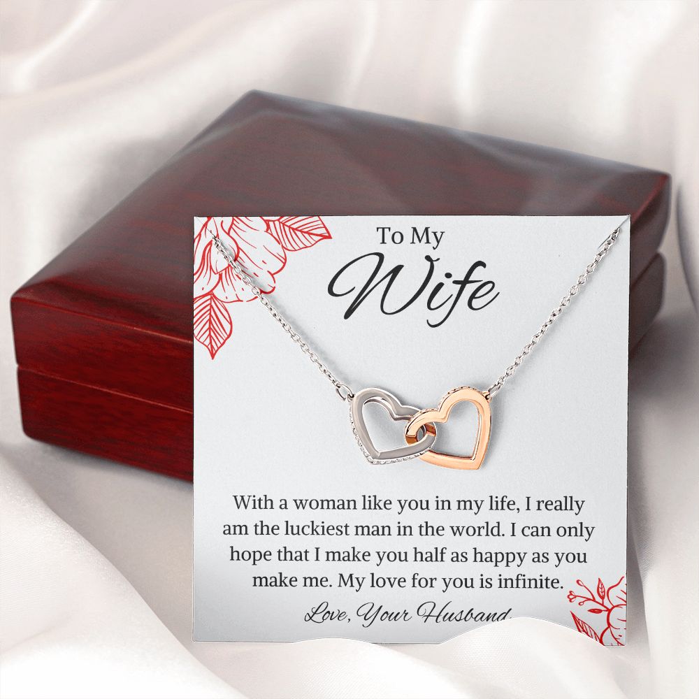 To My Wife Interlocking Hearts Necklace from Husband