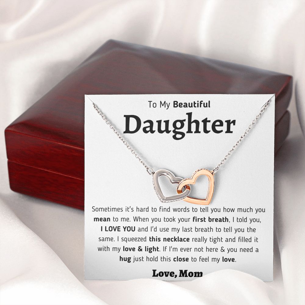 To My Beautiful Daughter Interlocking Hearts Necklace