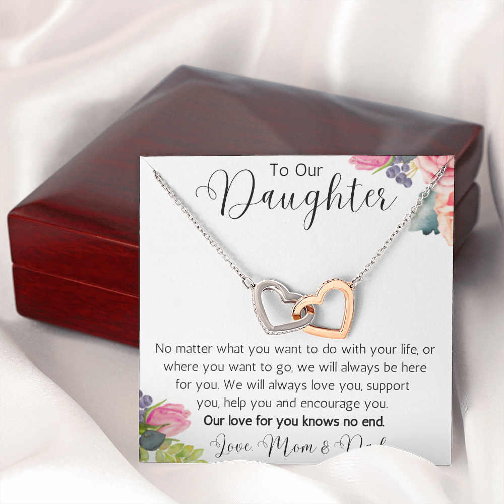 To Our Daughter Interlocking Hearts Necklace from Mom and Dad