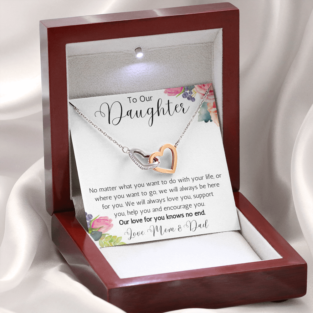 To Our Daughter Interlocking Hearts Necklace from Mom and Dad