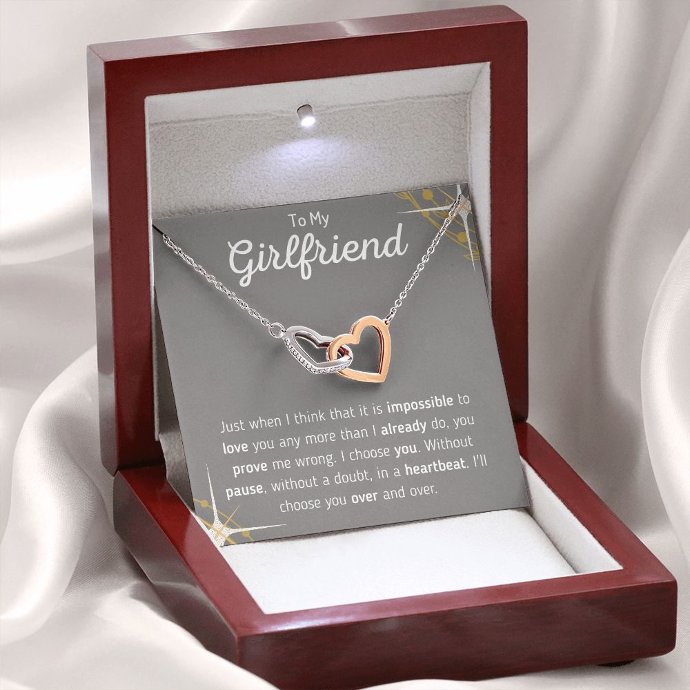 To My Girlfriend Interlocking Hearts Necklace