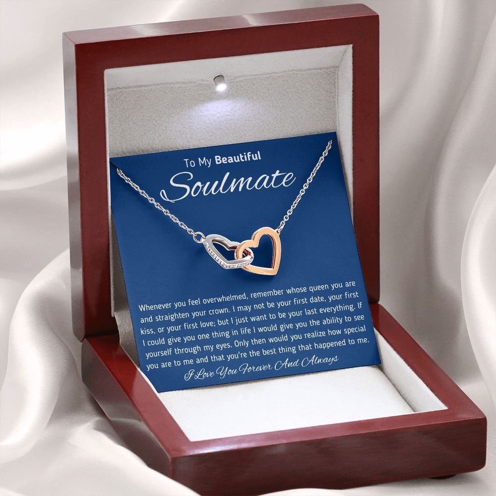 To My Beautiful Soulmate Interlocking Hearts Necklace