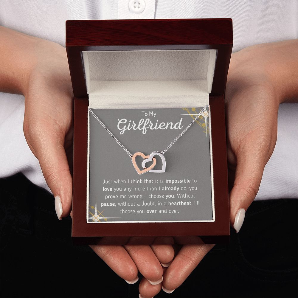 To My Girlfriend Interlocking Hearts Necklace