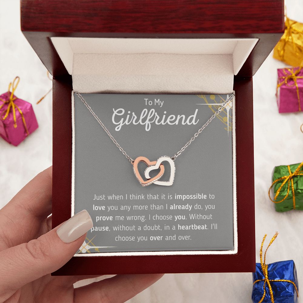 To My Girlfriend Interlocking Hearts Necklace