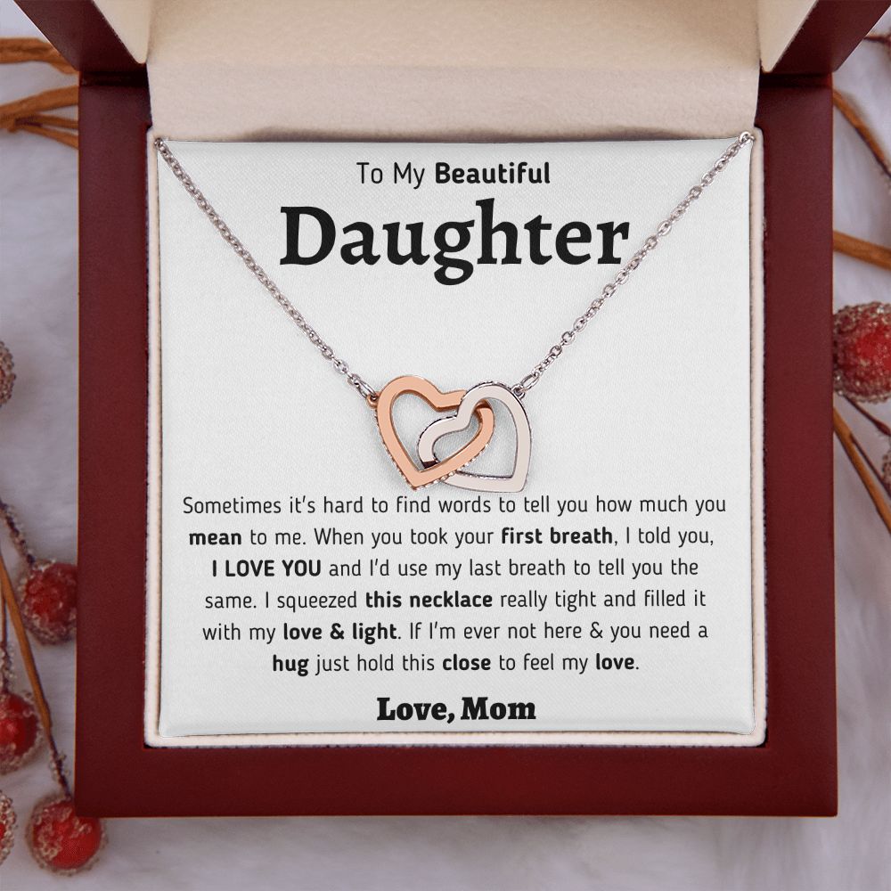 To My Beautiful Daughter Interlocking Hearts Necklace