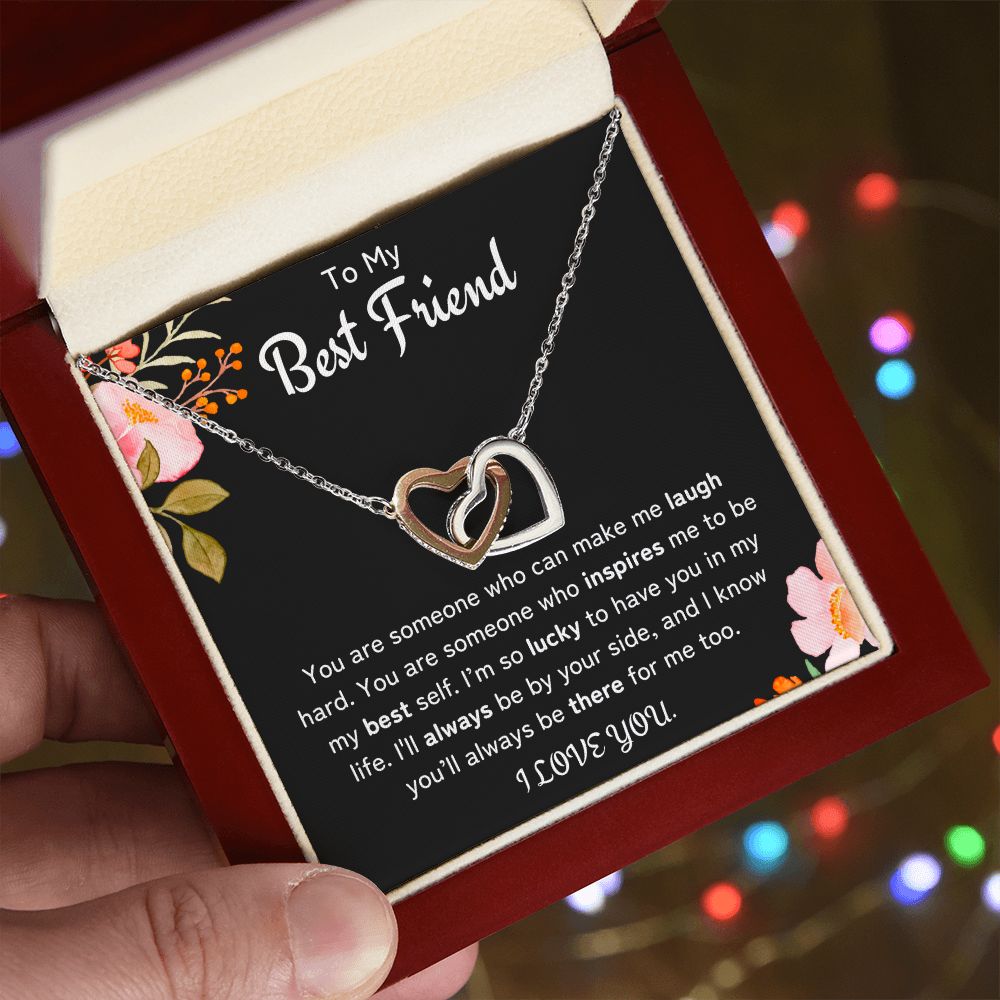 To My Best Friend Interlocking Hearts Necklace