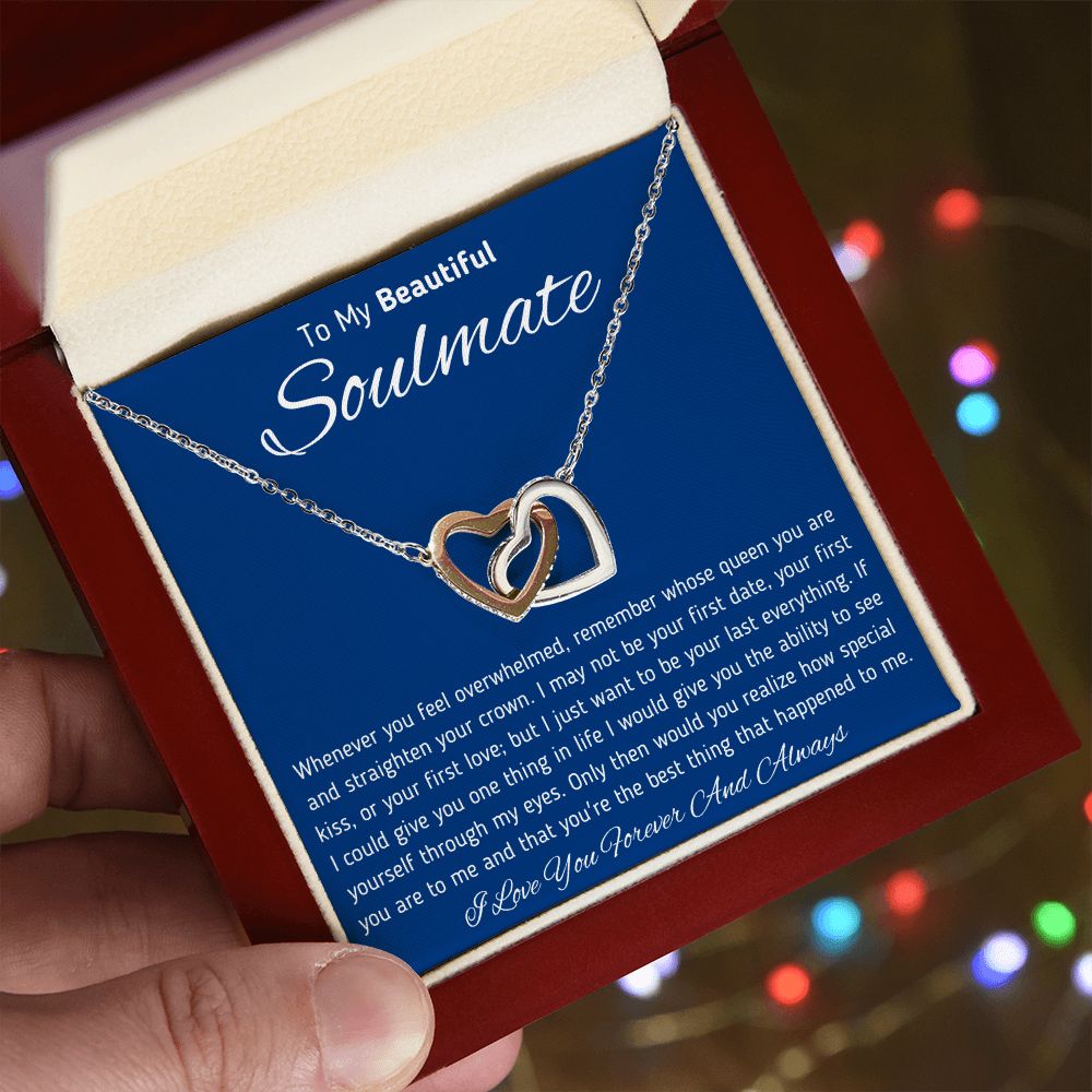 To My Beautiful Soulmate Interlocking Hearts Necklace